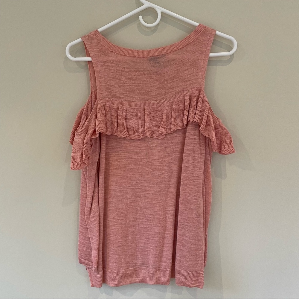 Express Ruffle Cold Shoulder Sweater Top - Picture 3 of 4